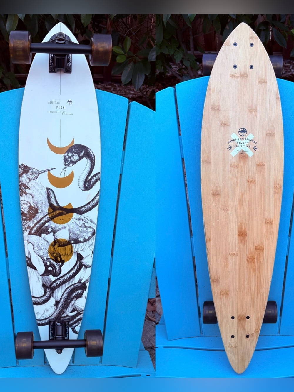 Arbor Collective Fish Bamboo 37” Complete Longboard Skateboard Artist Zoa Keller